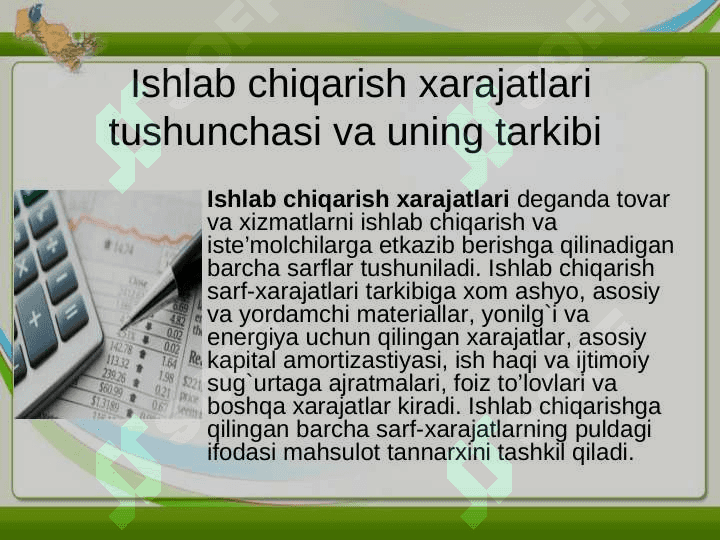 ISHLAB CHIQARISH HARAJATLARI 2