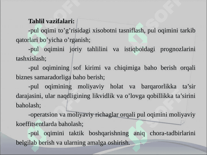Pul oqimlari tahlili. 6