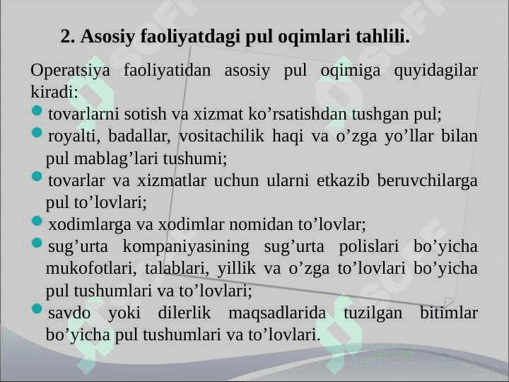 Pul oqimlari tahlili. 7