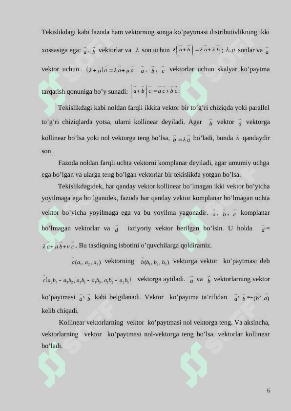 Tekislik va to’g’ri chiziqning vektor va koordinat shaklidagi tenglamalari 6