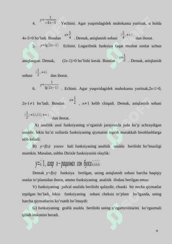 Funksiya va uning muhim sinflarini o’qitish metodikasi 8