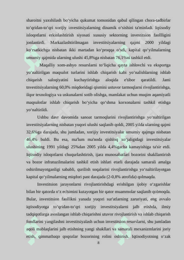 Ijtimoiy takor ishlab chiqarish,uning milliy iqtisodiy taraqqiyotdagi o`rni. 8