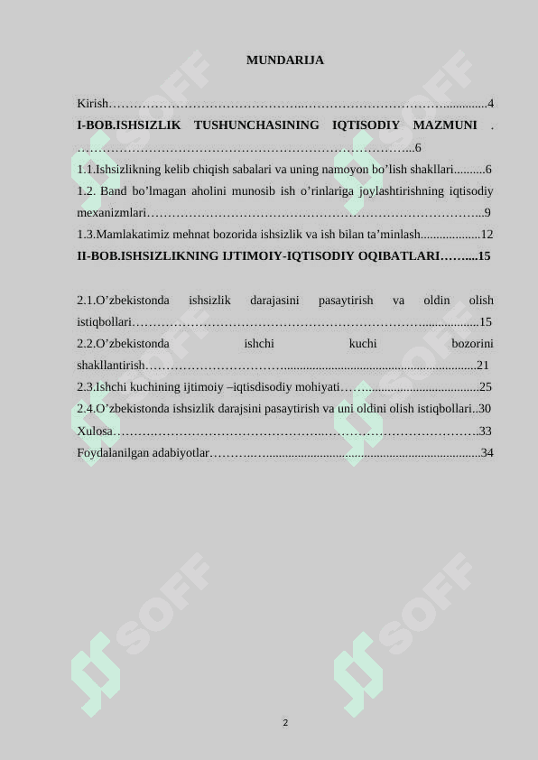 Bandlik va ishsizlik, ularning darajalari va turlari . 2