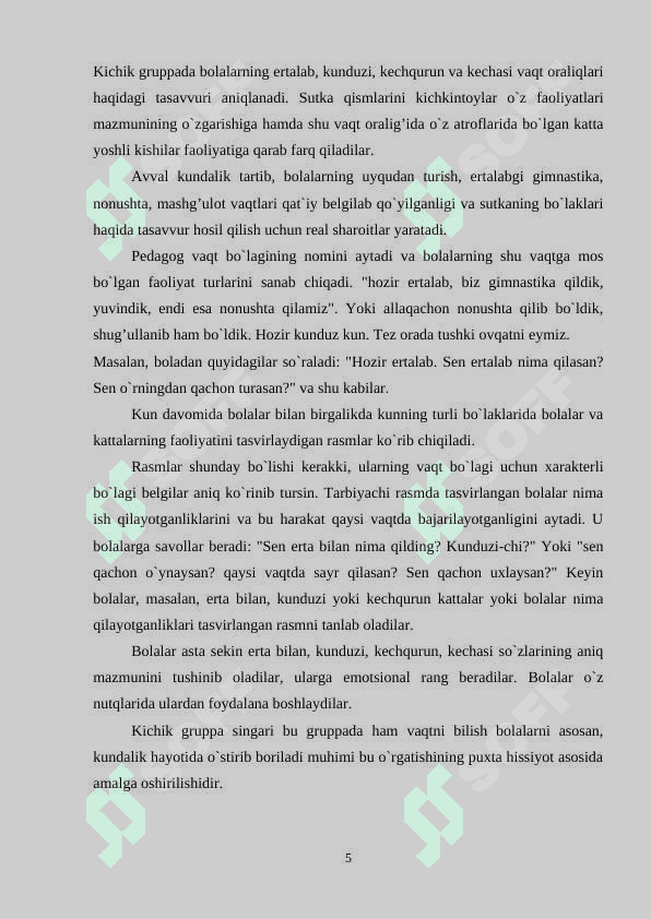 Boshlang’ich  sinf  bolalarini  vaqt  bilan  tanishtirish  mazmuni ( ingliz tili vositasida) 5