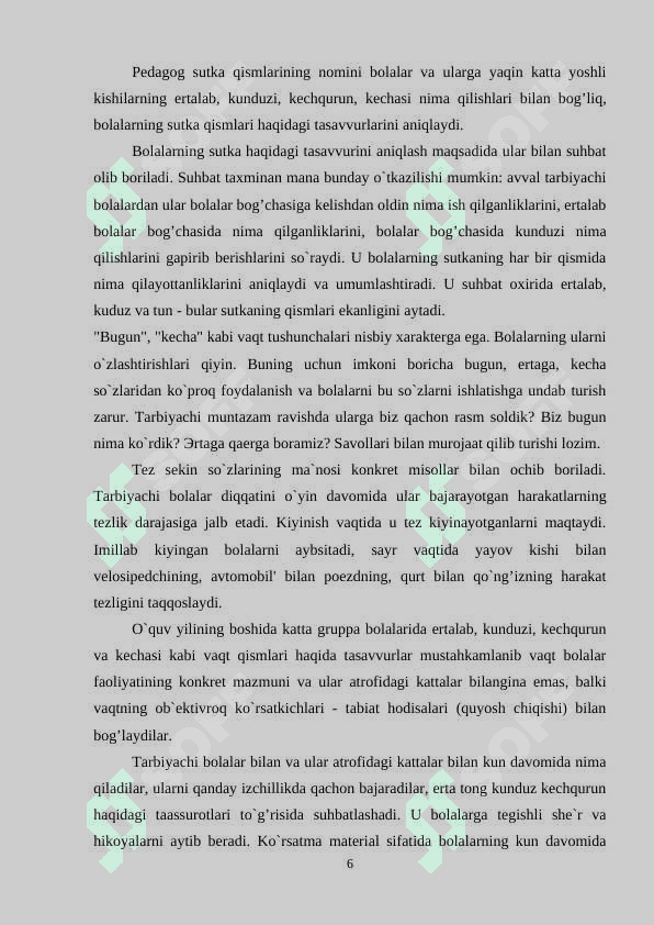 Boshlang’ich  sinf  bolalarini  vaqt  bilan  tanishtirish  mazmuni ( ingliz tili vositasida) 6