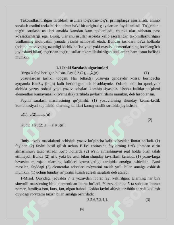 Saralash va qidirish uchun samarali algoritimlar 6