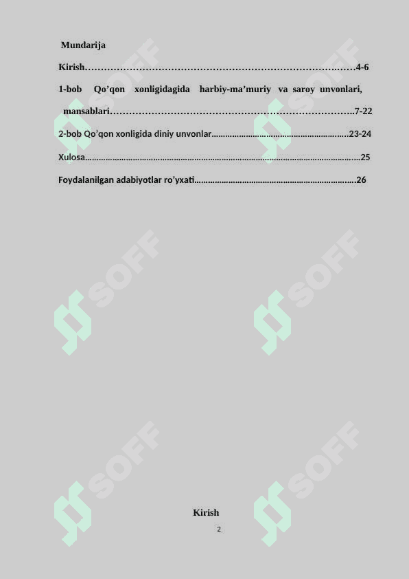Qo’qon xonligida Saroy unvonlari va mansablari 2
