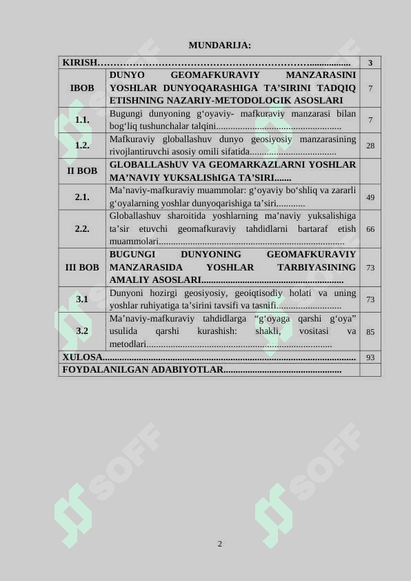 DUNYO GEOMAFKURAVIY MANZARASI 2
