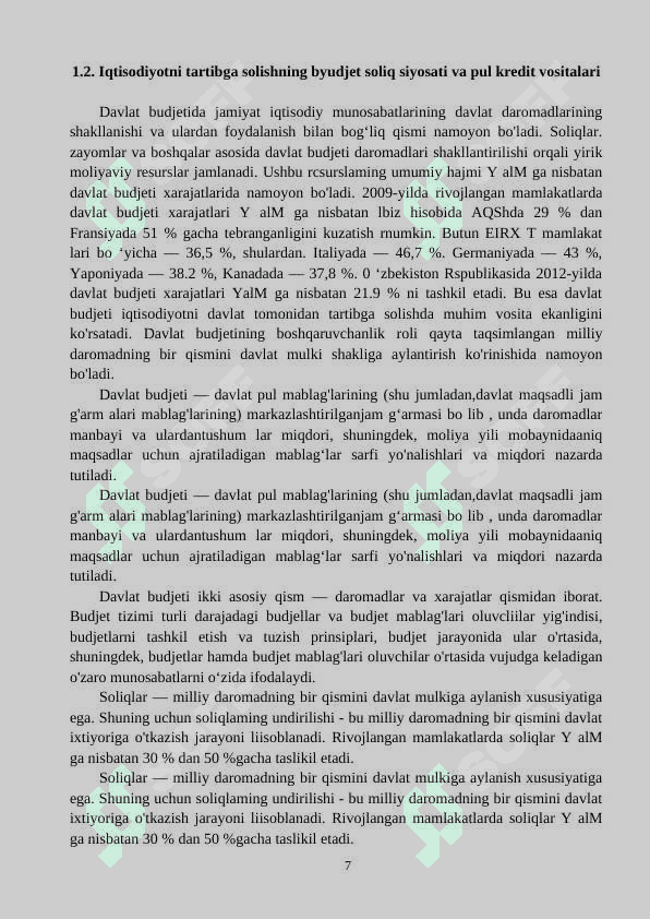 IQTISODIYOTNI DAVLAT TOMONIDAN TARTIBGA SOLISHNING MOHIYATI SHAKILLARI VA USULLARI 7