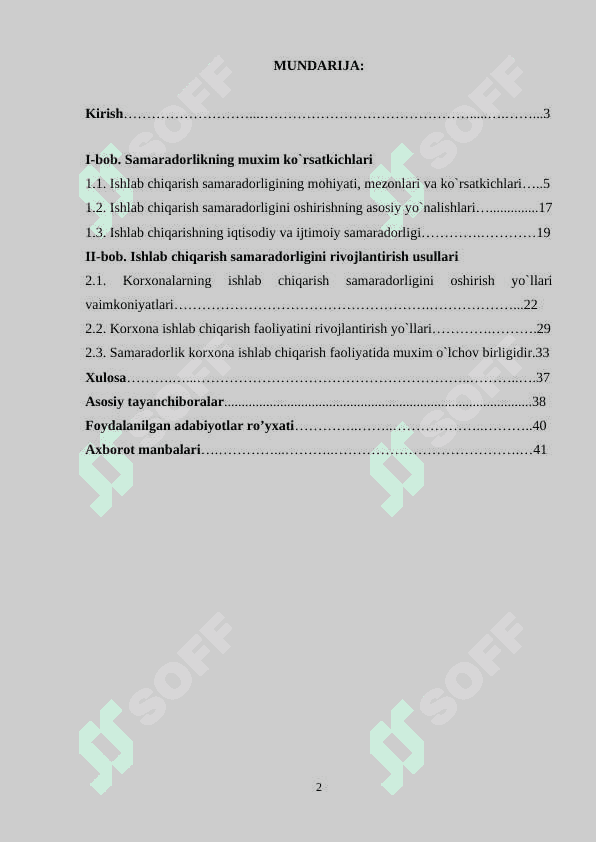Ishlab chiqarish samaradorligi - korxona faoliyatining  asosiy ko’rsatkichi sifatida 2