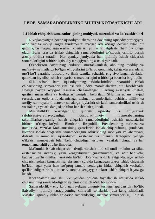 Ishlab chiqarish samaradorligi - korxona faoliyatining  asosiy ko’rsatkichi sifatida 4