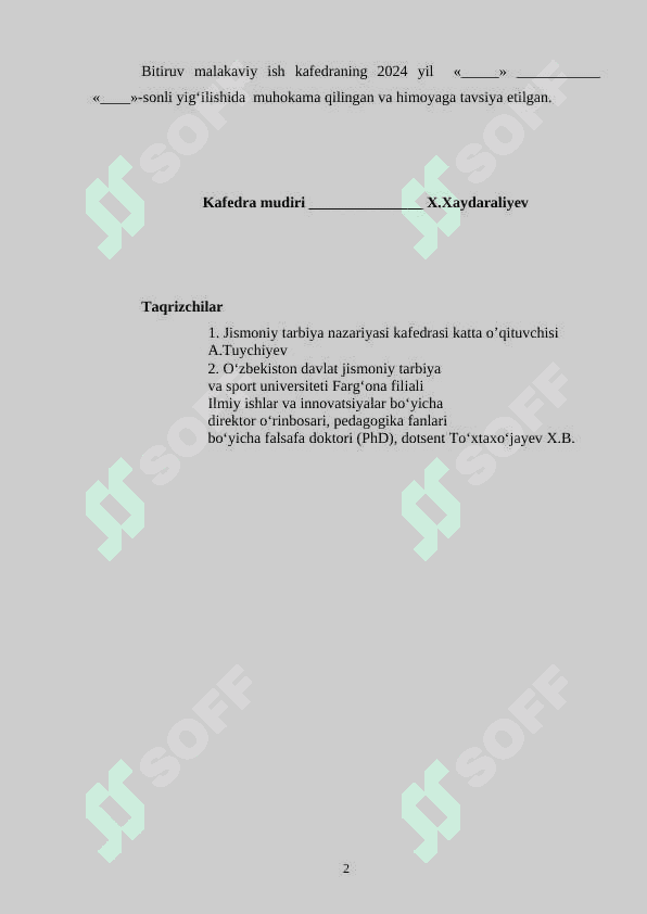 O‘quvchilar jismoniy tayyorgarligini rivojlantirishda  harakatli o‘yinlardan foydalanish usullari bitiruv malakaviy ish 2