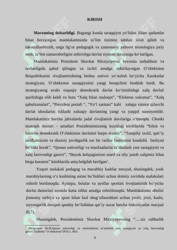 Kichik maktab yoshidagi o‘quvchilarning jismoniy sifatlarini harakatli o‘yinlar orqali rivojlantirish metodikasi bitiruv malakaviy ish 4