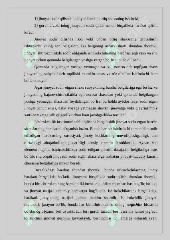 Jinoyatda ishtirokchilik tushunchasi  24 3