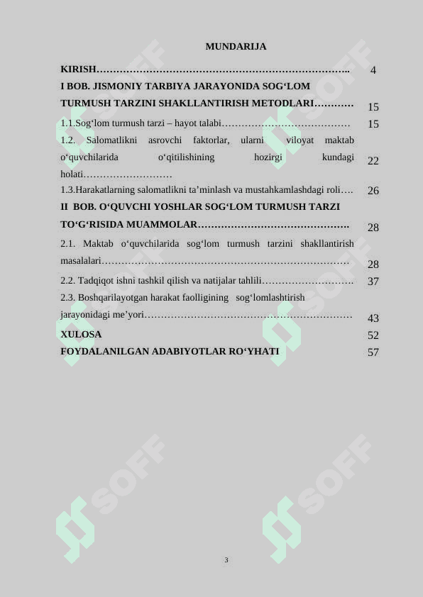 MAKTAB O‘QUVCHILARIDA JISMONIY TARBIYA JARAYONI SOG‘LOM TURMUSH TARZINI SHAKLLANTIRISH BITIRUV MALAKAVIY ISH BMI 3