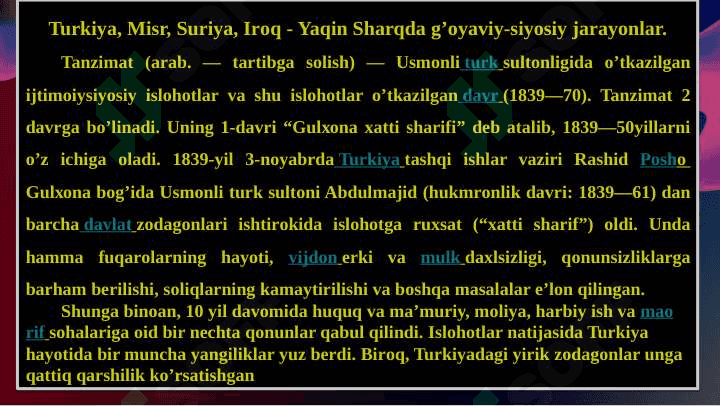 Musulmоn mamlakatlari va Yaqin Sharqda siyosiy fikr va mafkuralar 3