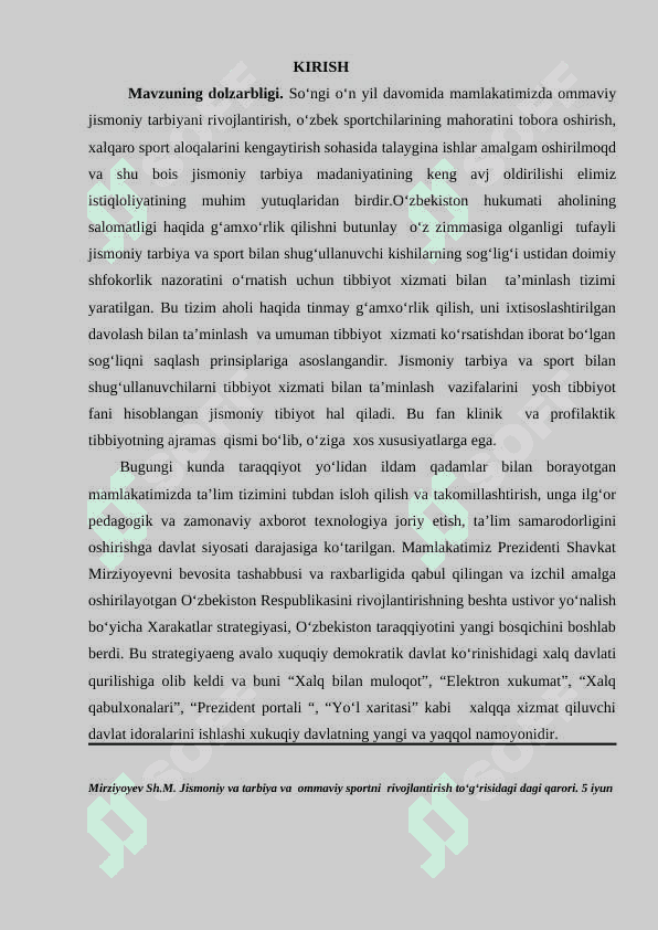 Jismoniy mashqlarga yosh organizmni moslashtirish yo‘llari bitiruv malakaviy ish BMI 4