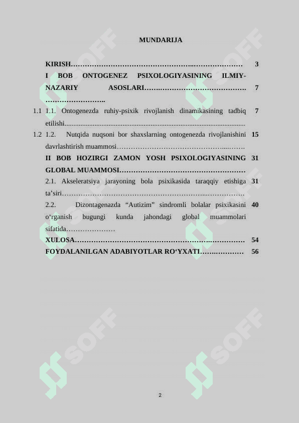 Ontogenezda psixik rivojlanish dinamikasining tadbiq etilishi –hozirgi zamon yosh psixologiyasining aktual muammosi sifatida 2