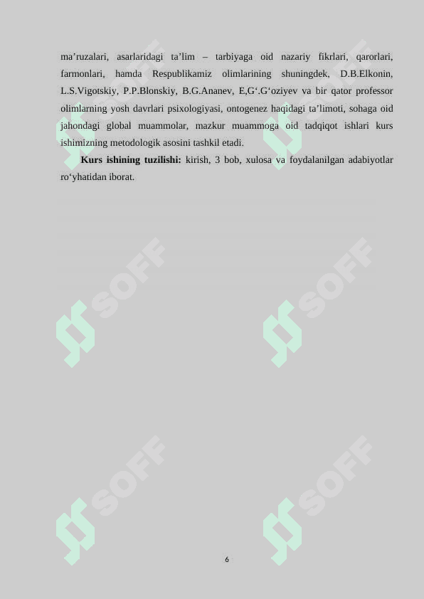 Ontogenezda psixik rivojlanish dinamikasining tadbiq etilishi –hozirgi zamon yosh psixologiyasining aktual muammosi sifatida 6