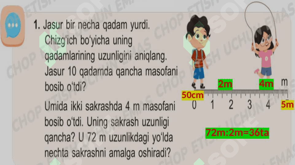 4- sinf matematika Yo'l, vaqt,tezlik 5