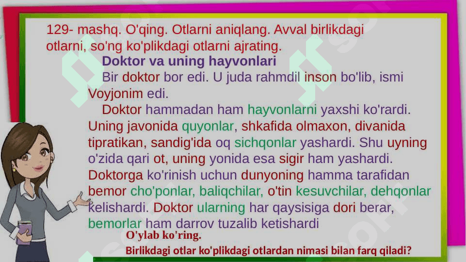 4-sinf ona tili Ot so'z turkumi 4