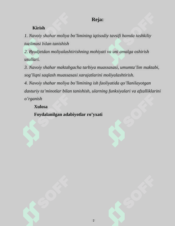 Moliya ta'lim yo'nalishi amaliyot hisoboti 2