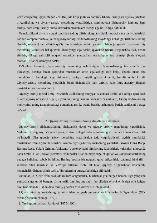 XIX ASRDA QIYOSIY-TARIXIY TILSHUNOSLIKNING VUJUDGA KELISHI. 2