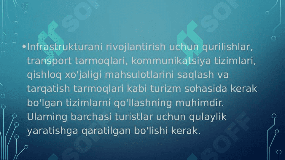 Turizmni barqaror rivojlanishida infratuzilmaning ahamiyati 3
