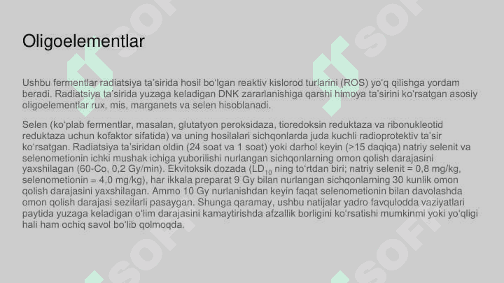Radiatsiyaga qarshi dorilar va himoya vositalari. Radioprotektorlar va ularning ta’sir mexanizmi. Radiatsiya zararlari uchun davo usullari 8