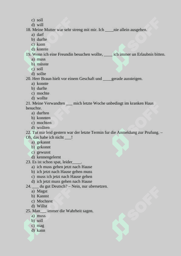 Nemis tilidan test 6-sinf. 50 talik 3