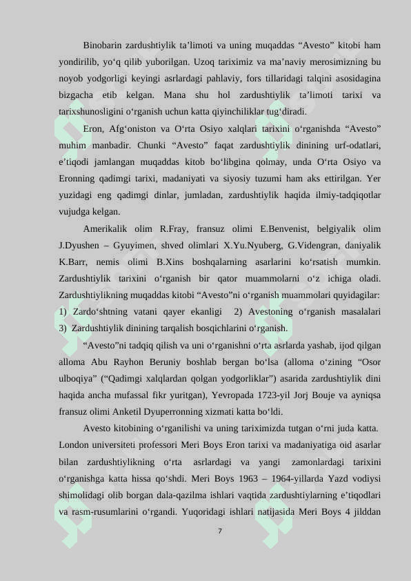 Avesto” O’rta Osiyo viloyatlari ijtimoiy tuzumini o’rganishdagi o’rni 7
