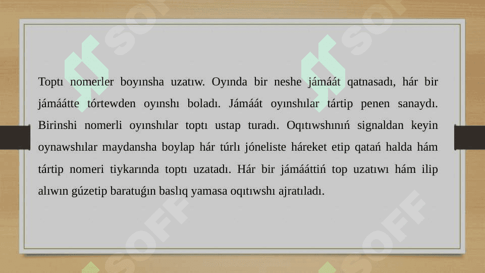 Háreketli oyınlardıń qaģıydaların islep shıģıw 5