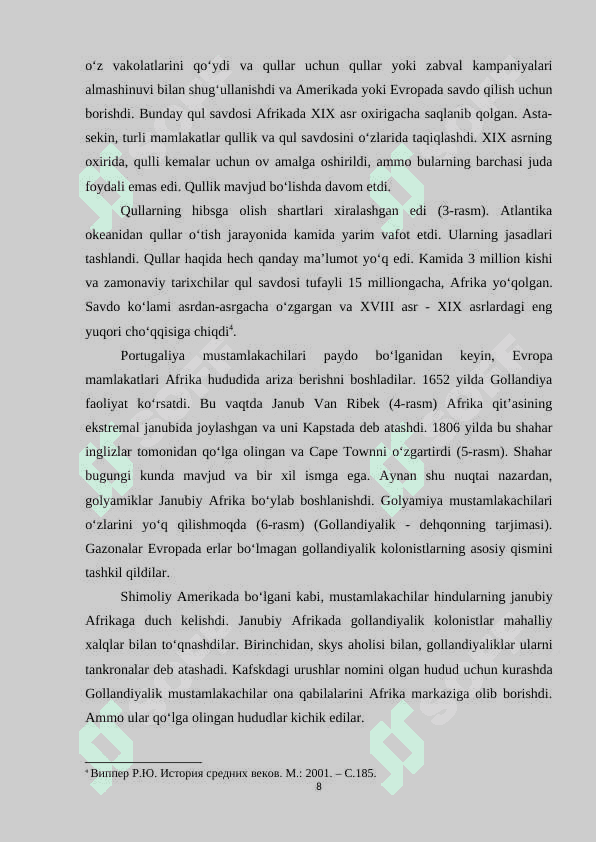 Markaziy va g‘arbiy afrika davlatlari  XVII -XX asr boshlarida 8
