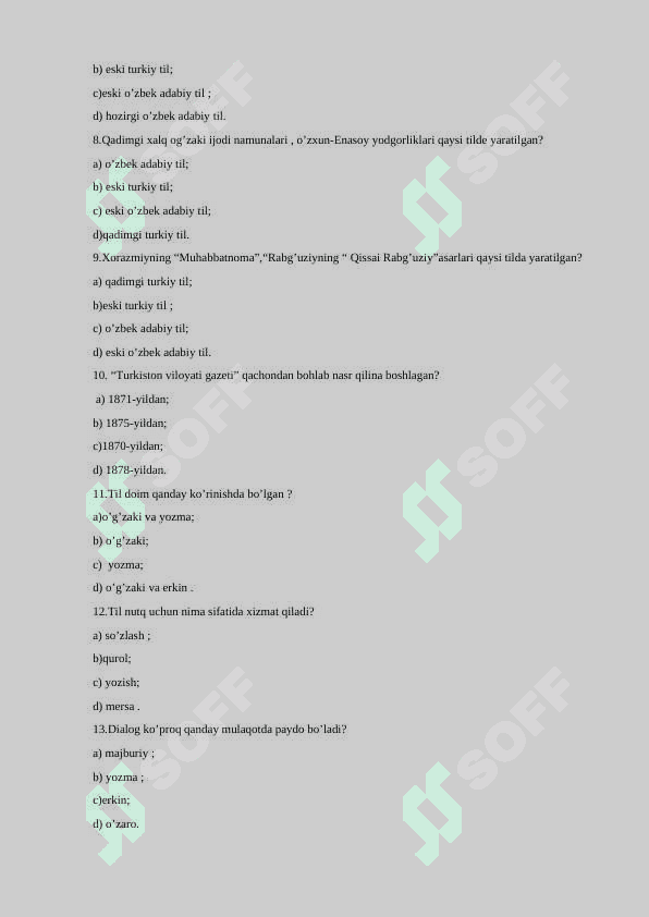 ona tili fanidan test 200 ta 2