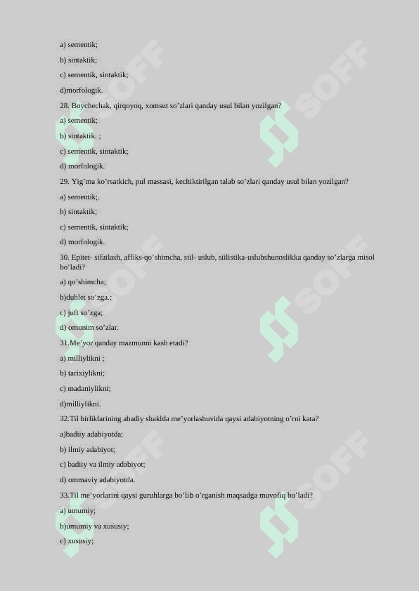 ona tili fanidan test 200 ta 5