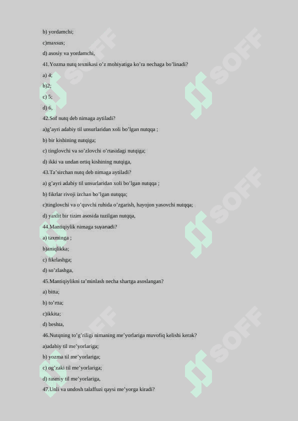 ona tili fanidan test 200 ta 7