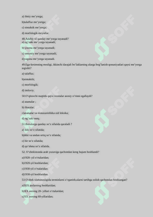ona tili fanidan test 200 ta 8