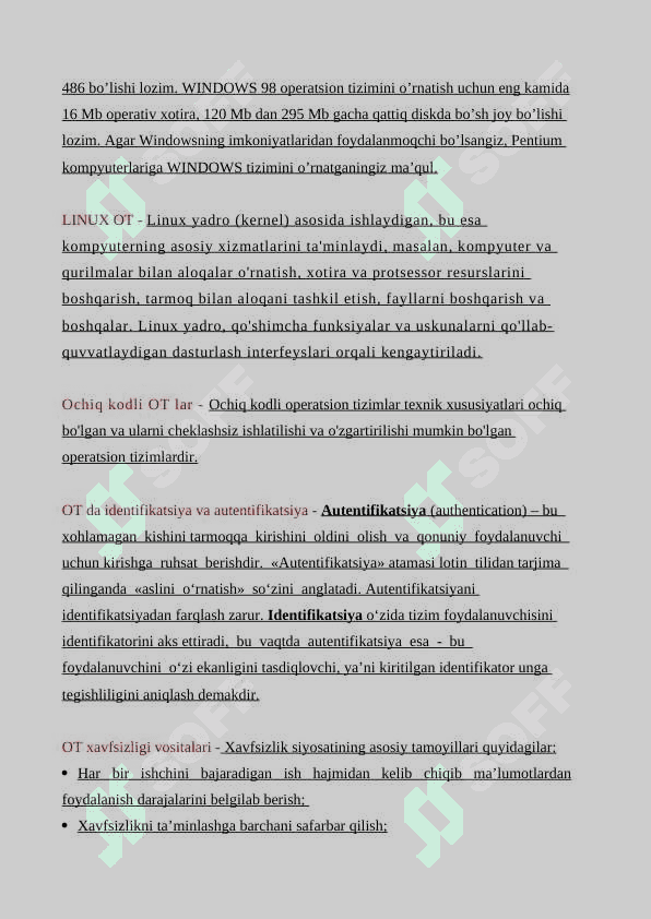 Terminlar. Operatsion tizimlar ( OT ) 2