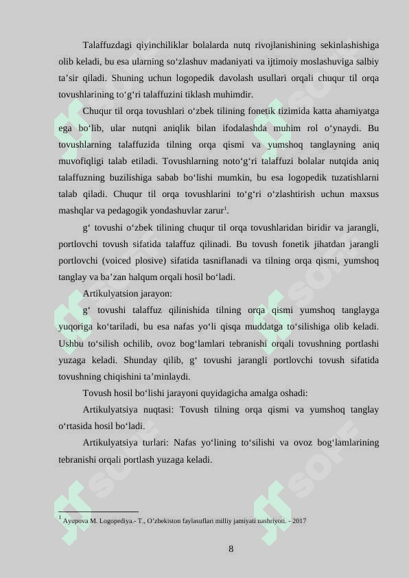 Chuqur til orqa (g') tovushi talaffuzi kamchiliklarini bartaraf etish 7