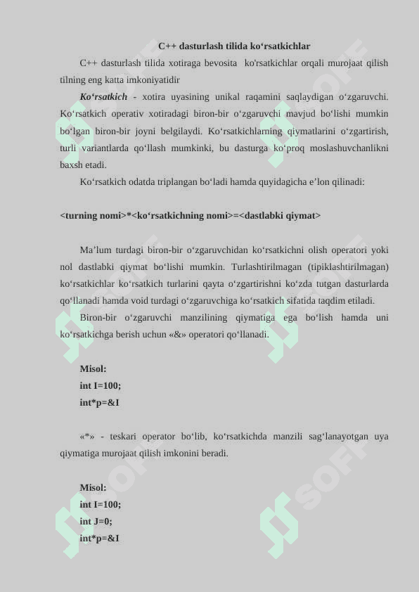 C++ visual dasturlash tilida ko`rsatgichlar va funksiyala 3
