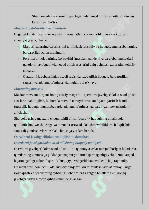 Qarzdorni javobgarlikdan ozod qilish asoslari 3