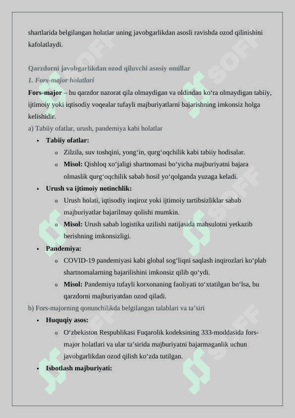 Qarzdorni javobgarlikdan ozod qilish asoslari 6