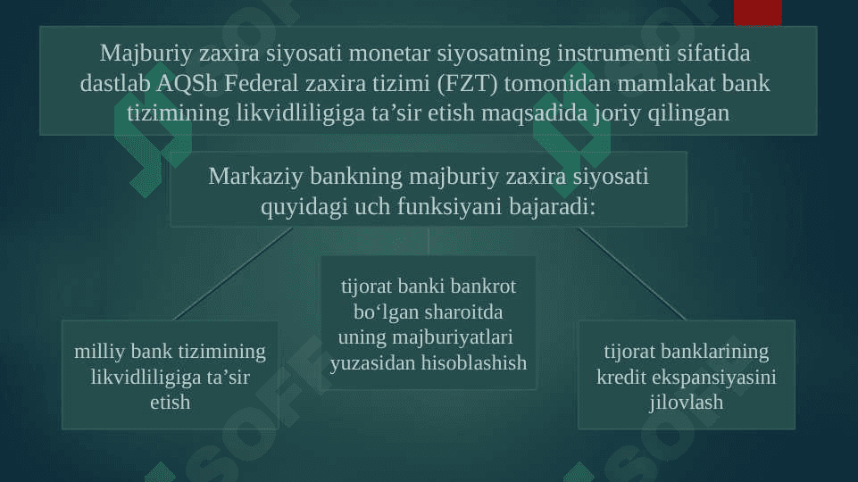 O'zbekiston Respublikasi Markaziy Bankining Majburiy zaxiralarini amalga oshirish tartibi haqida 13 betdan iborat prezentatsiya (taqdimot) 3