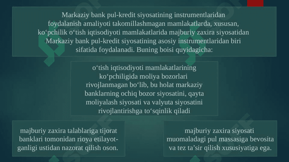 O'zbekiston Respublikasi Markaziy Bankining Majburiy zaxiralarini amalga oshirish tartibi haqida 13 betdan iborat prezentatsiya (taqdimot) 4