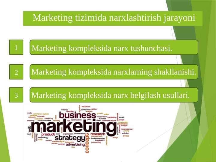 Marketing tizimida narxlashtirish jarayoni haida 13 betdan iborat taqdimot(prezentatsiya)