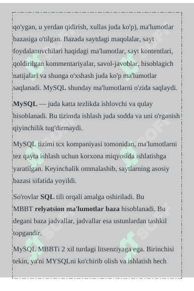 MySQL haqida boshlang’ich tushunchalar 3