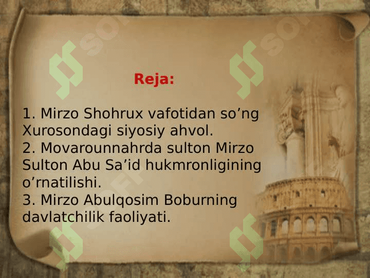 1447-1456 yillarda temuriylar davlatining siyosiy ahvoli 2