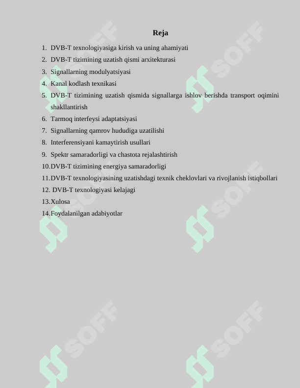 DVB-T tizimining uzatish qismida signallarga ishlov berish 2