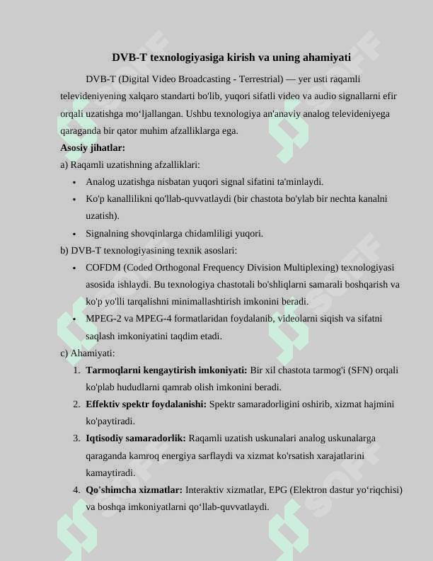 DVB-T tizimining uzatish qismida signallarga ishlov berish 3