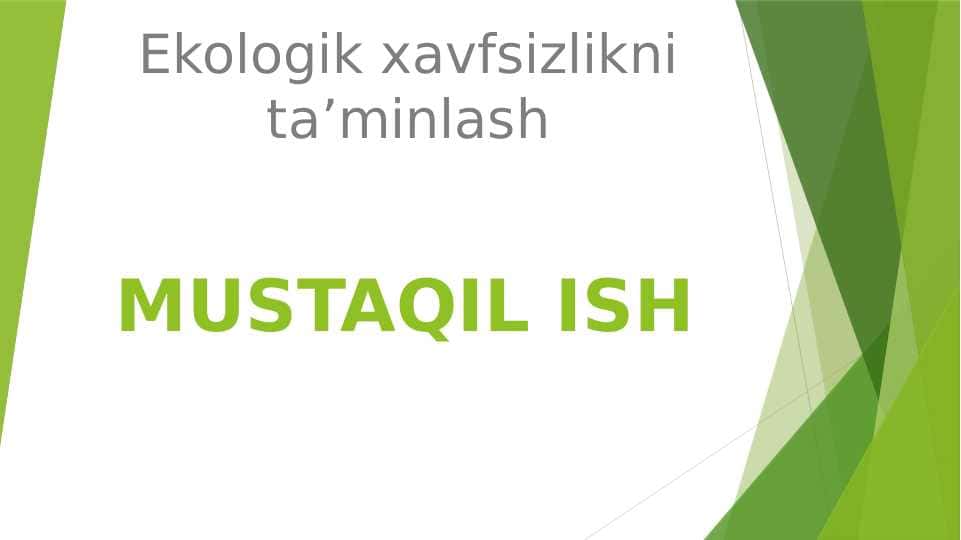 Ekologik xavfsizlikni ta’minlash
